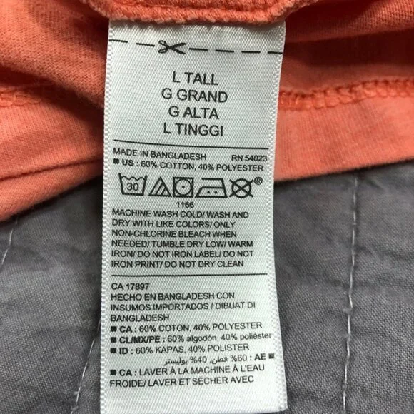 4/$15 Old Navy T Shirt Men Large Tall Coral Soft Washed Tee - Picture 4 of 16